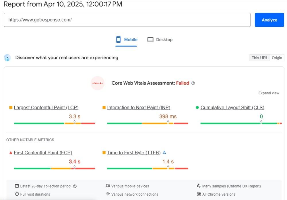 Google PageSpeed Insights tool interface showing website performance metrics and optimization recommendations for improving page loading speed